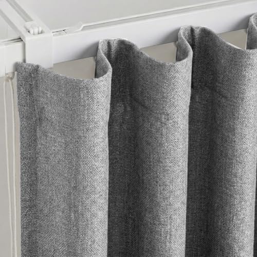 Image of FRESH FROM LOOM Jute Premium 5 ft Window Curtains for Slider Track | Non-Ring Curtains | S-Wave Pleat | Parda | Parda | Light Block Parde | Breathable Fabric (Size - 5ft, Grey, 2pc)