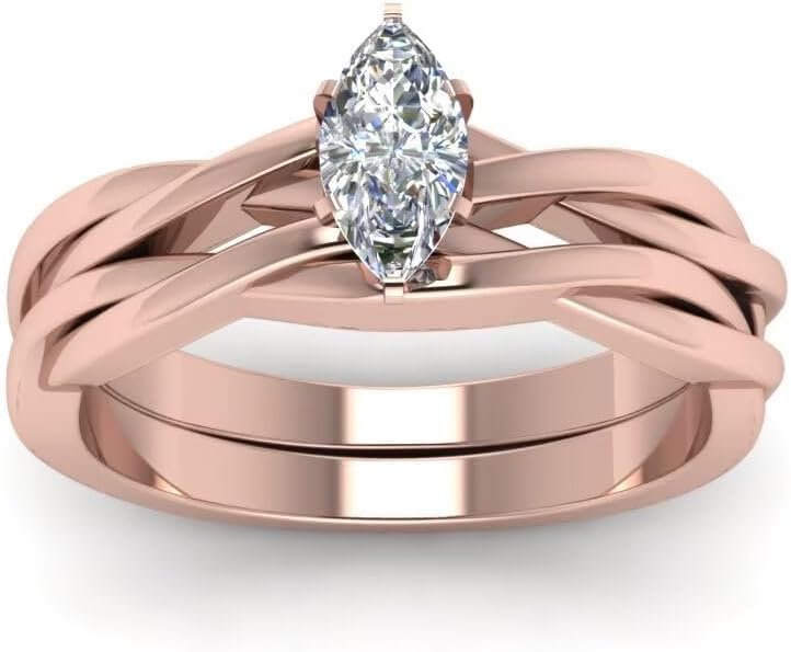 10K 14K 18K Gold twisted infinity Moissanite Bridal Rings Sets for Women,Oval/Round/Marquise/Rectangle/Marquise/Pear/Princess Cut 1/1.5/2/2.5/3 Carat Wedding Engagement Bands Free Engraved Jewelry