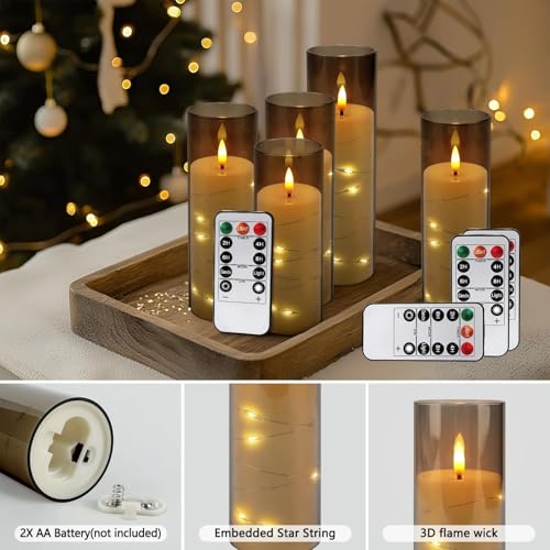 Image of YOROXRG 24 Pack Halloween Decoration Flickering Flameless Candles, Battery Operated LED Candles for New Year, Home Decor, Parties, Wedding,Christmas(D2.2 x H 5 inch 6 inch 7 inch) Grey