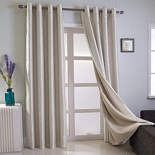 Image of GYROHOME Faux Silk Room-Darkening Blackout Curtains (Beige Liner) Solid Window Treatment Drapes for Bedroom Living Room, Thermal Insulated Grommet Top (2Panels, 66x72inch,Beige)