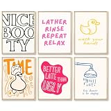 Funny Bathroom Wall Art Decor Minimalist Fun Duck Prints Canvas Wall Decor Modern Humorous Bath Pictures Funny Cute Duck Painting Shower Artwork Poster for Bathroom 8x10 Inch Unframed Set of 6