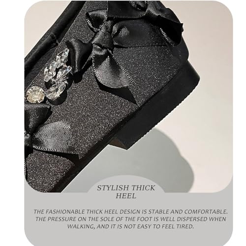 Women's Round Toe Rhinestone Flat Shoes Bow Design Soft Sole Slip-On Casual Fashion Flat Shoes Suitable for Work Dance Party4
