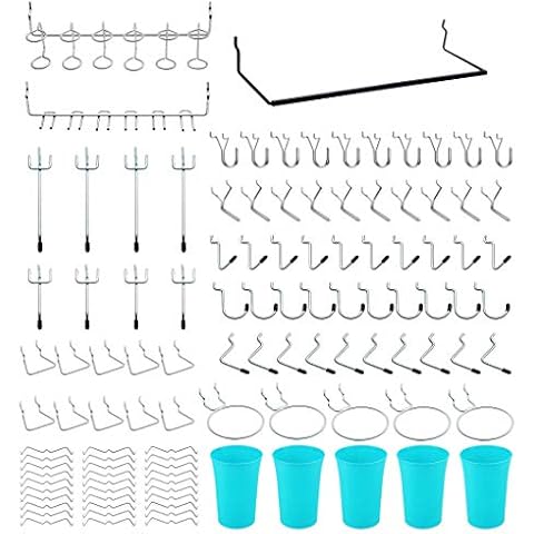 Pegboard Hooks, with Plastic Holders, Peg Locks, for Organizing Various Tools, 111 PCS, 30 of Which are Locks Cover