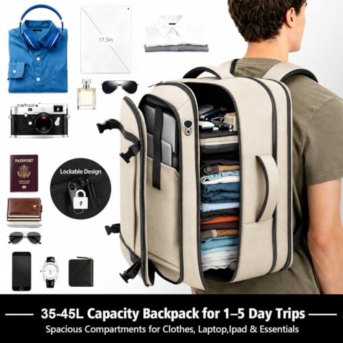 Image of Travel Backpack Expandable 35-45L Flight-Approved Carry On TSA-Friendly