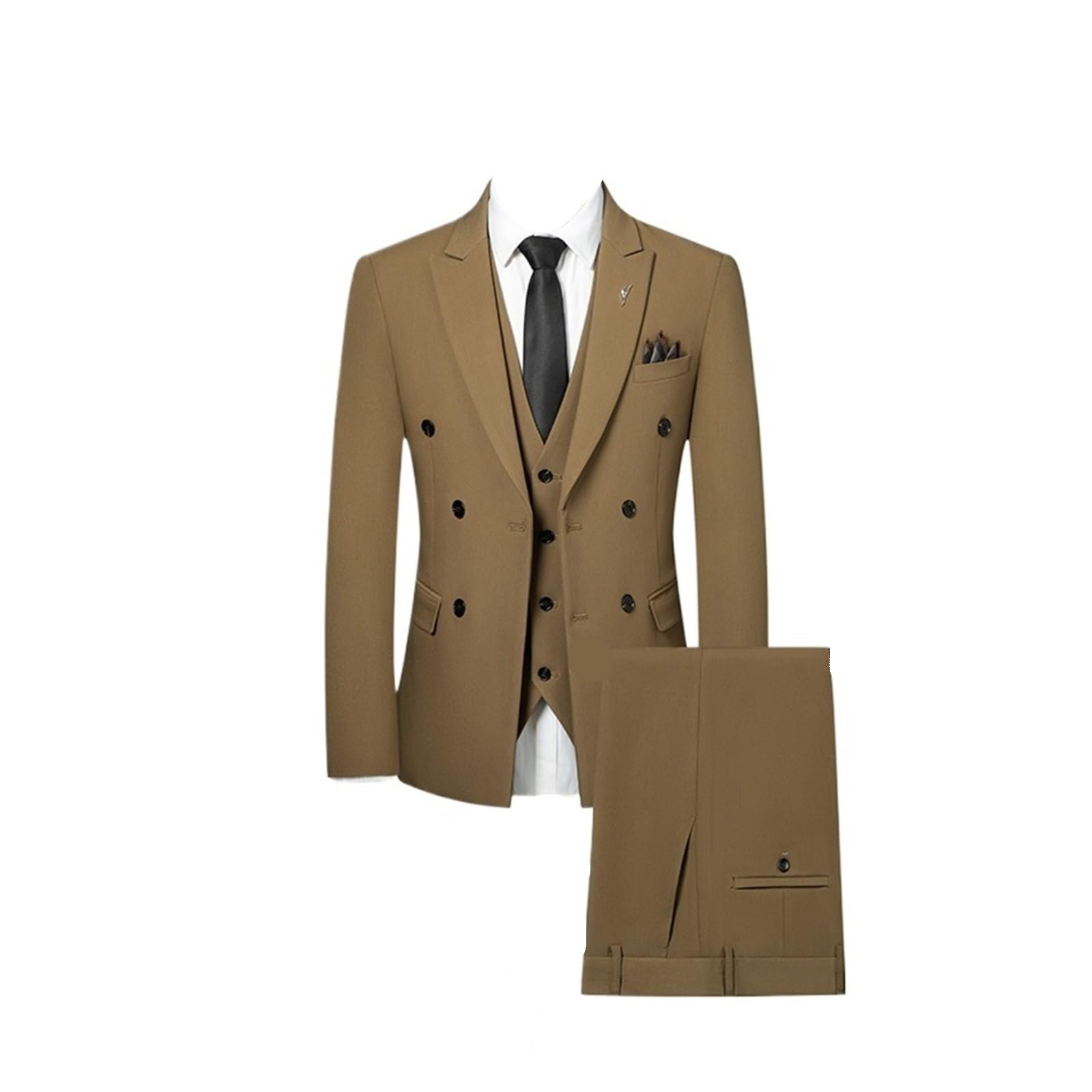 Trajes para Padrinos De Boda Conjunto Informal de Tres Piezas for Novio, Elegante y, Doble Botonadura (Traje + Chaleco + pantalón) para Fiesta(Green,Asian L is EUR S)