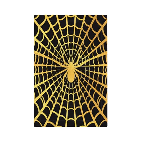 Decorative Switch Plate Covers Black Background with Golden Spiderweb Spider 1 Gang No Device Single Blank Outlet Covers Wall Plate Light Switch Cover Plate for Bedroom Home Decor