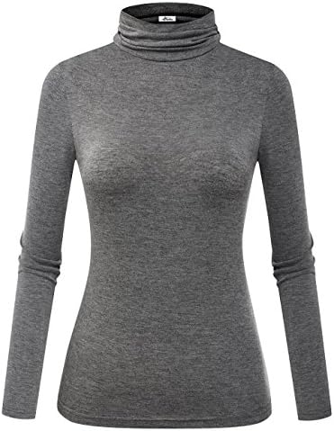 Herou Womens Long Sleeve Turtleneck Slim Fitted Lightweight Casual Active Layer Tops Shirts