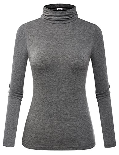 Image of Herou Womens Long Sleeve Turtleneck Slim Fitted Lightweight Casual Active Layer Tops Shirts