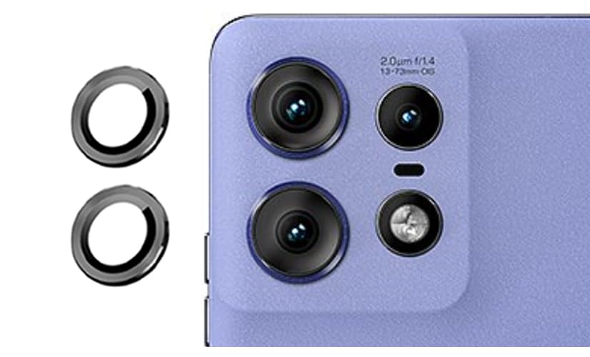 Image of imluckies Camera Ring Lens Protector (Aluminum with Tempered Glass) Compatible for Moto Edge 50 Fusion - Black (Pack of 2 rings)