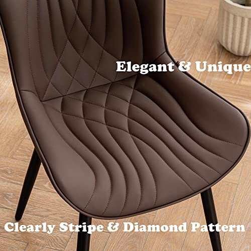Youtaste Dining Chairs Set Of 2 Upholstered Mid Century Modern Kitchen Dining Room Chairs Armless Faux Leather Accent Chairs Metal Vanity Lounge Chair With Back For Living Room Bedrooms,Brown #TOP4