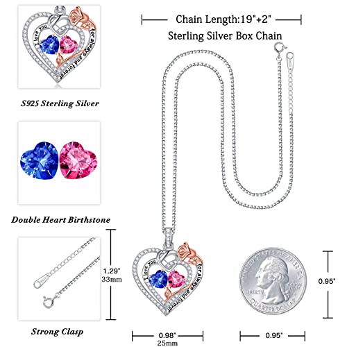 Iefil Christmas Gifts for Wife Women - 925 Sterling Silver Double Birthstone Necklace, Anniversary Birthday Gifts for Women, Jewelry Gift for Wife Girlfriend Mom Her - Image 5