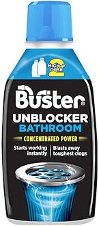 Bathroom Drain Unblocker, Double Dose Bottle, Fast-Acting Sink Unblocker Dissolves Hair, Sludge & Soap, Drain Cleaner Clears Blockages in Shower, Bath & Bathroom Sink Pipes, 600ml - Made in UK