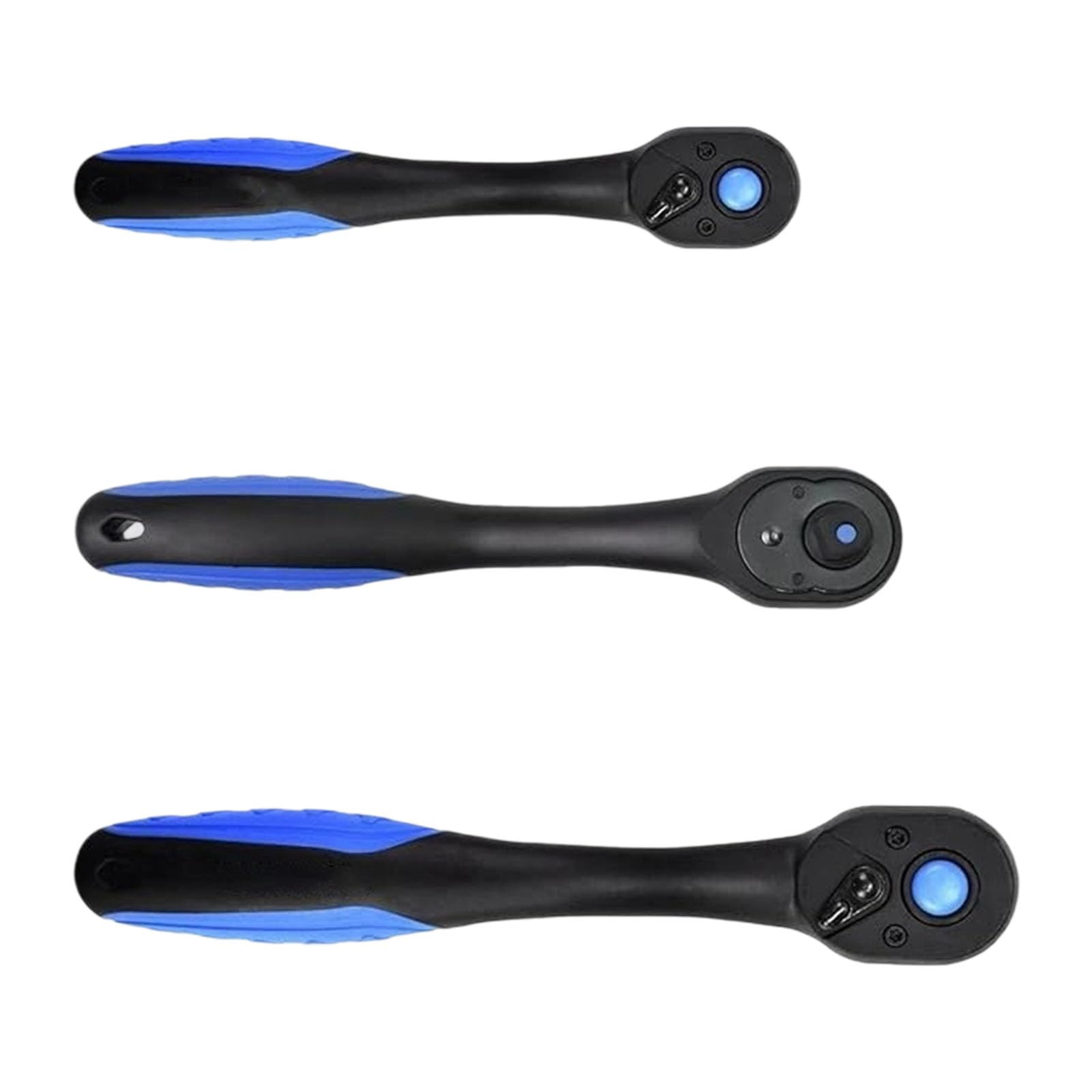 Hsioluted Blue 3Piece 72Tooth Handle Ratcheting Wrench Set High Spanner High Hardness Steel For Tight Space And Heavy Dutys Use Professional Three-Piece Ratchet Wrench Set