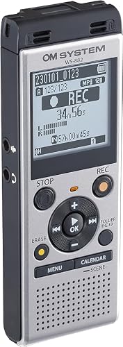 OM SYSTEM Olympus WS-882 Digital Voice Recorder, with Linear PCM/MP3 Recording Formats, USB Direct, 4gb Playback Speed and Volume Adjust, File Index, Erase Selected Files