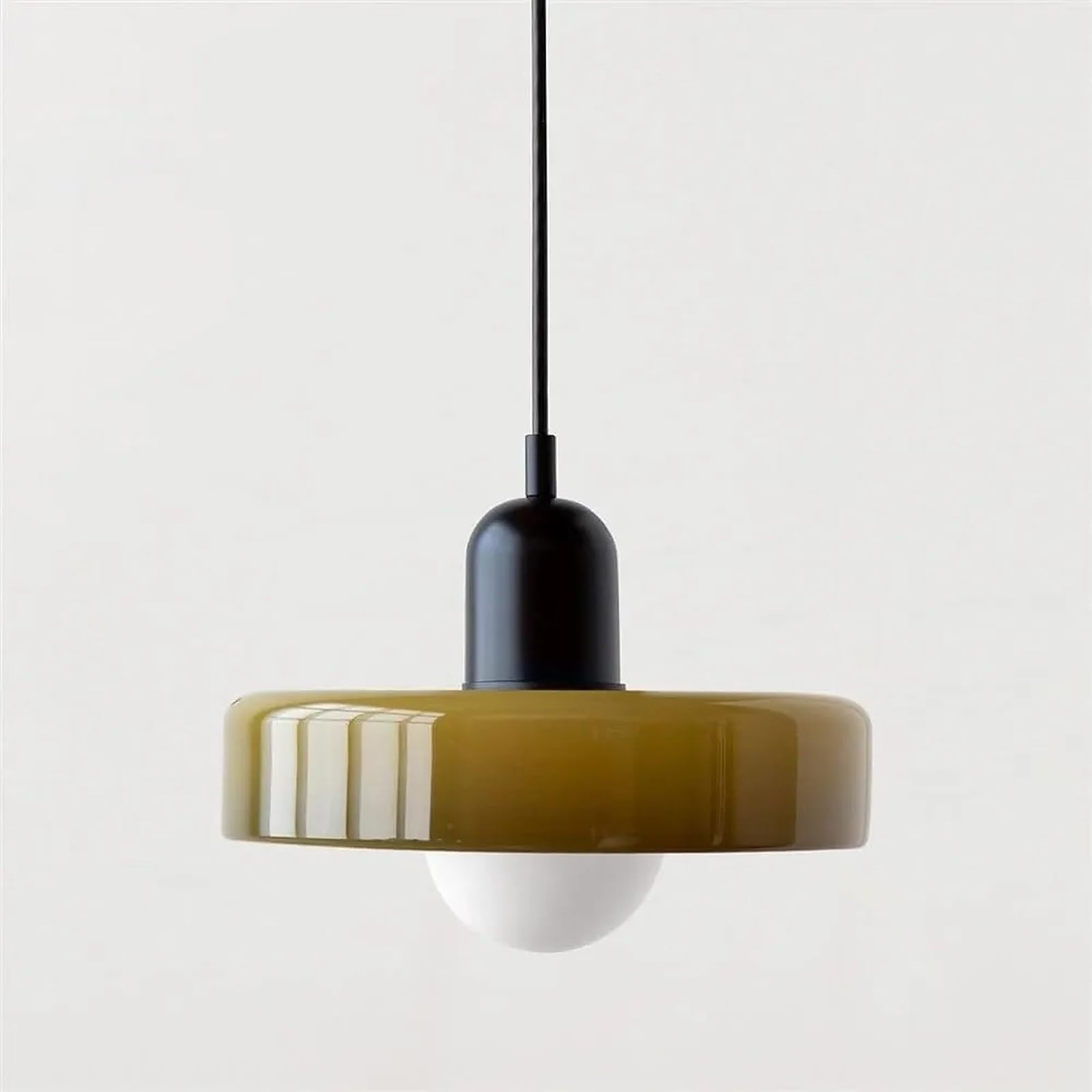 KXEcoLife Mid Century Vintage Glass Pendant Light with Retro Green Lampshade – Nordic Modern Shade for Kitchen Island, Bedroom Shades & Café Ceiling Lampshades