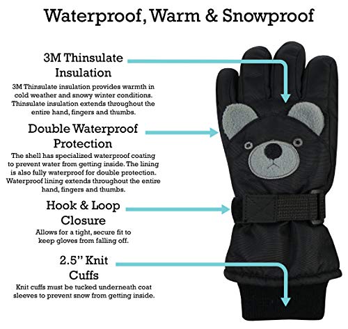 N'Ice Caps Kids Waterproof Snow Gloves Cute Animals Warm Winter Thinsulate2