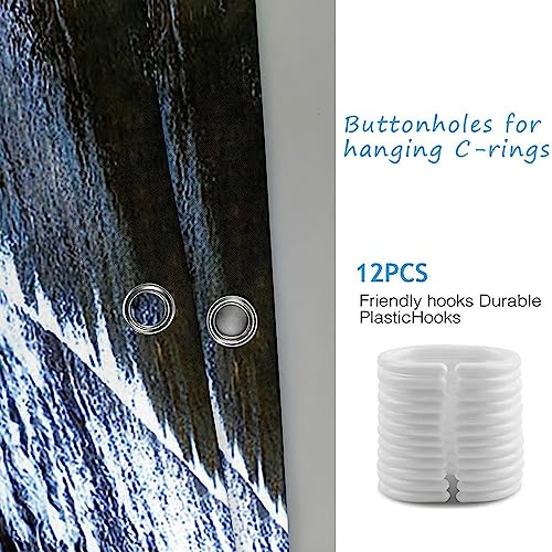 Rideau de douche polyester 240x200cm étanche pour grande baignoire
