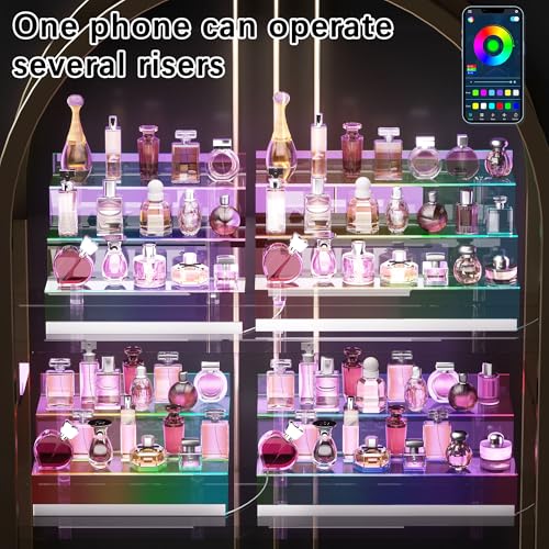 12” Acrylic Display Organizer with LED Light - 3 Tier Perfume Organizer for Women, Cologne Organizer for Men, Perfume Stand and Display Step Shelves Holder, Clear Riser, Figures Stand, Dessert Shelf - Image 5