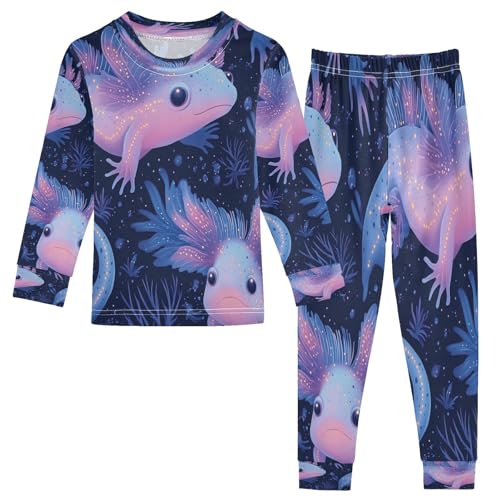Pajama Sets Long Sleeve Axolotl with Glow Soft Comfy Sleepwear 2 Piece PJS 3-8T