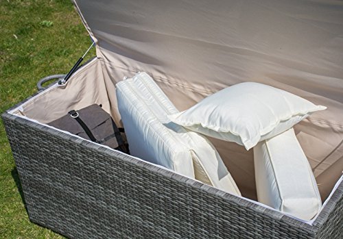 PatioPost Deck Storage Container Box& Garden Bench PE Wicker Outdoor Patio Garden Furniture 110 Gal, Grey - Thumbnail 3