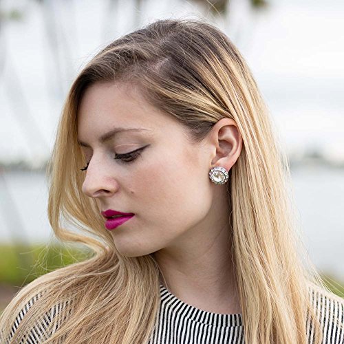 PammyJ Clear 20mm Crystal Framed Post Earrings Wedding Jewelry2