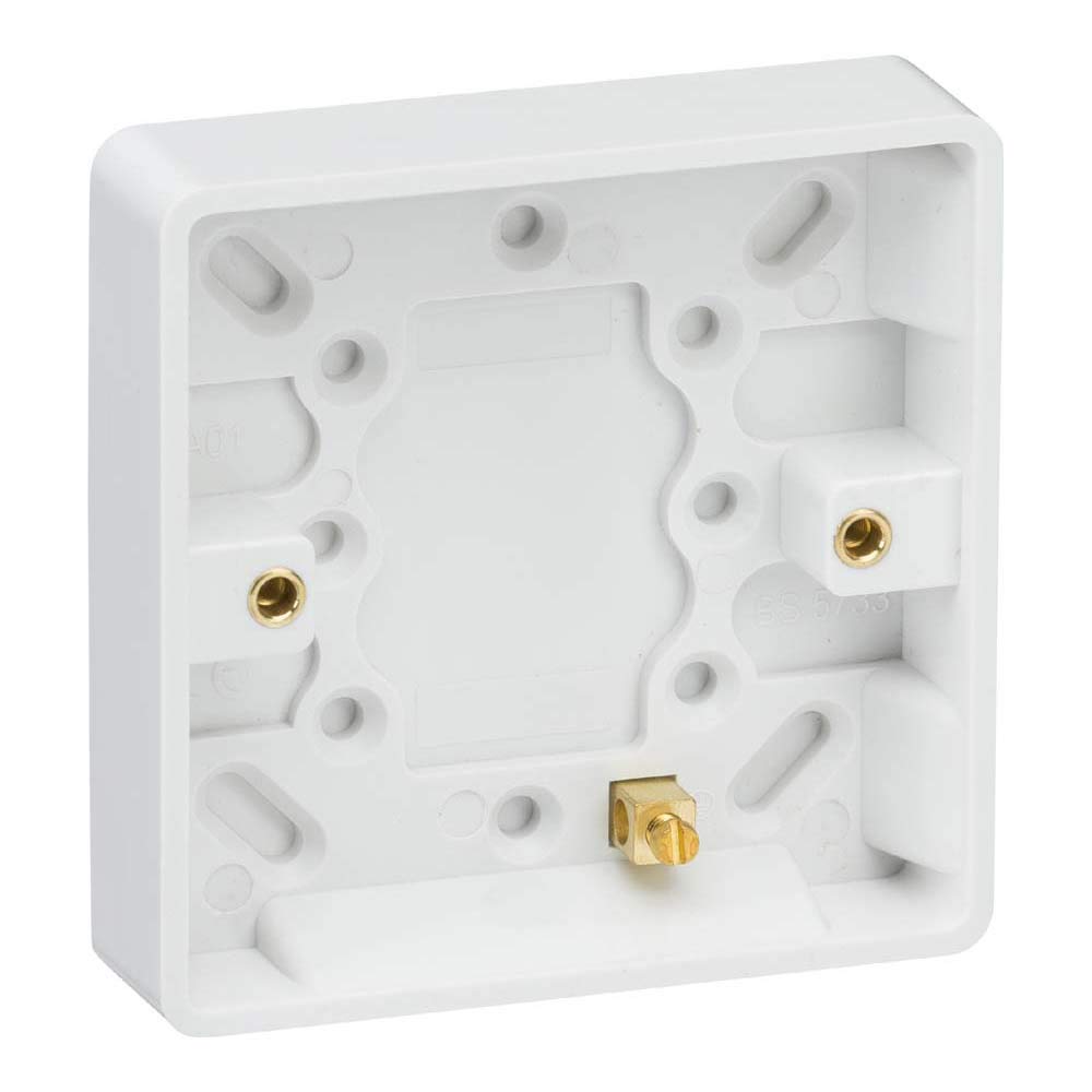 Curved Edge Single 16mm Pattress Box with Earth Terminal