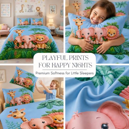 Image of Grab for Home 7D Digital Printed Kids Double Bedsheet Set with Free Bedsheet Tucker | 90 x 100 Inch | Cloud Cotton Soft & Breathable Fabric | Colorful Bedding for Kids Room