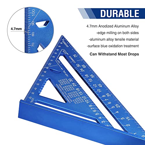 WORKPRO Timmermanshoek 180 mm, Driehoek Multifunctionele Winkelhaak van Aluminiumlegering, Driehoekige Liniaal 45 90 Graden, Hoge Precisie Meetgereedschap voor Timmerman, Dakdekker, Ingenieur - Afbeelding 3