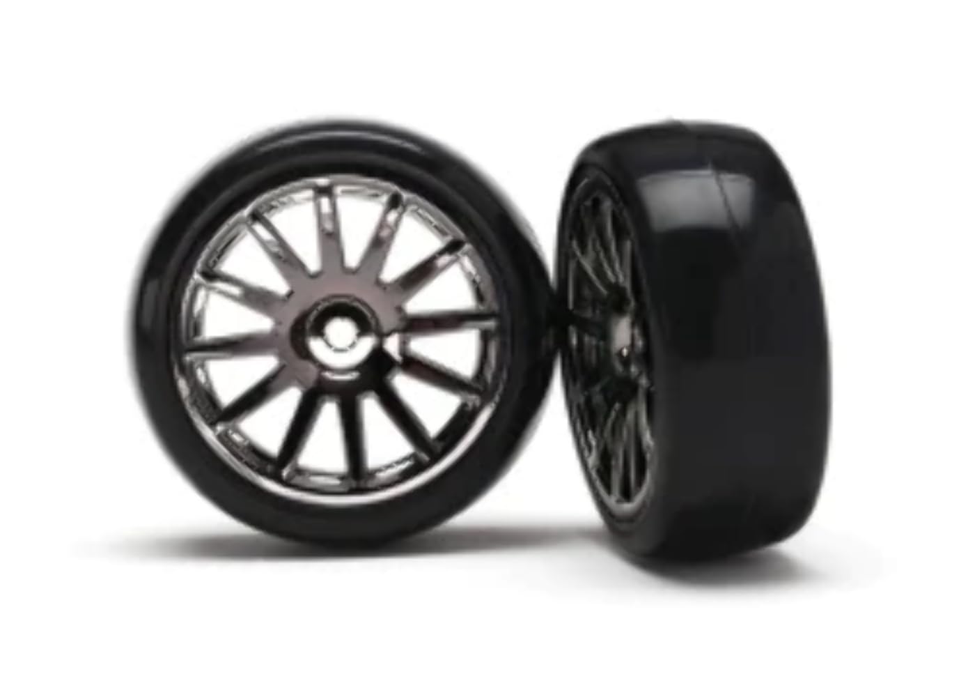 LaTrax Pre-Mounted Slick Tires & 12-Spoke Wheels Set, Black, 7573A, 2 Pcs