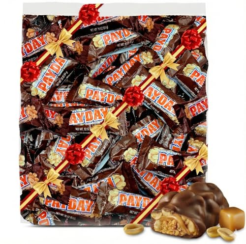PaydayChocolate Peanut Caramel Bars Chocolaty Covered Peanut & Caramel Bars 2 lb – Chewy & Crunchy Candy with Roasted Peanuts – Individually Wrapped Bulk Gift Bag 2 Pounds