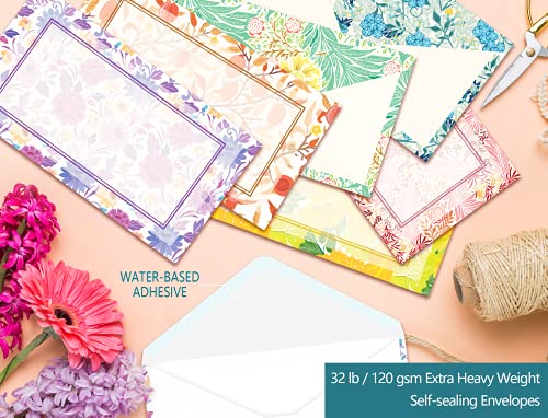 72 Pieces Stationery Set (48 Sheets paper & 24 Pcs Envelopes) 8.5 x 11 In, Vintage Morris Floral Thick Writing Stationary, Both Sides Lined, Girls Kids Birthday Party Invitations Gift Love Letter - Thumbnail 2