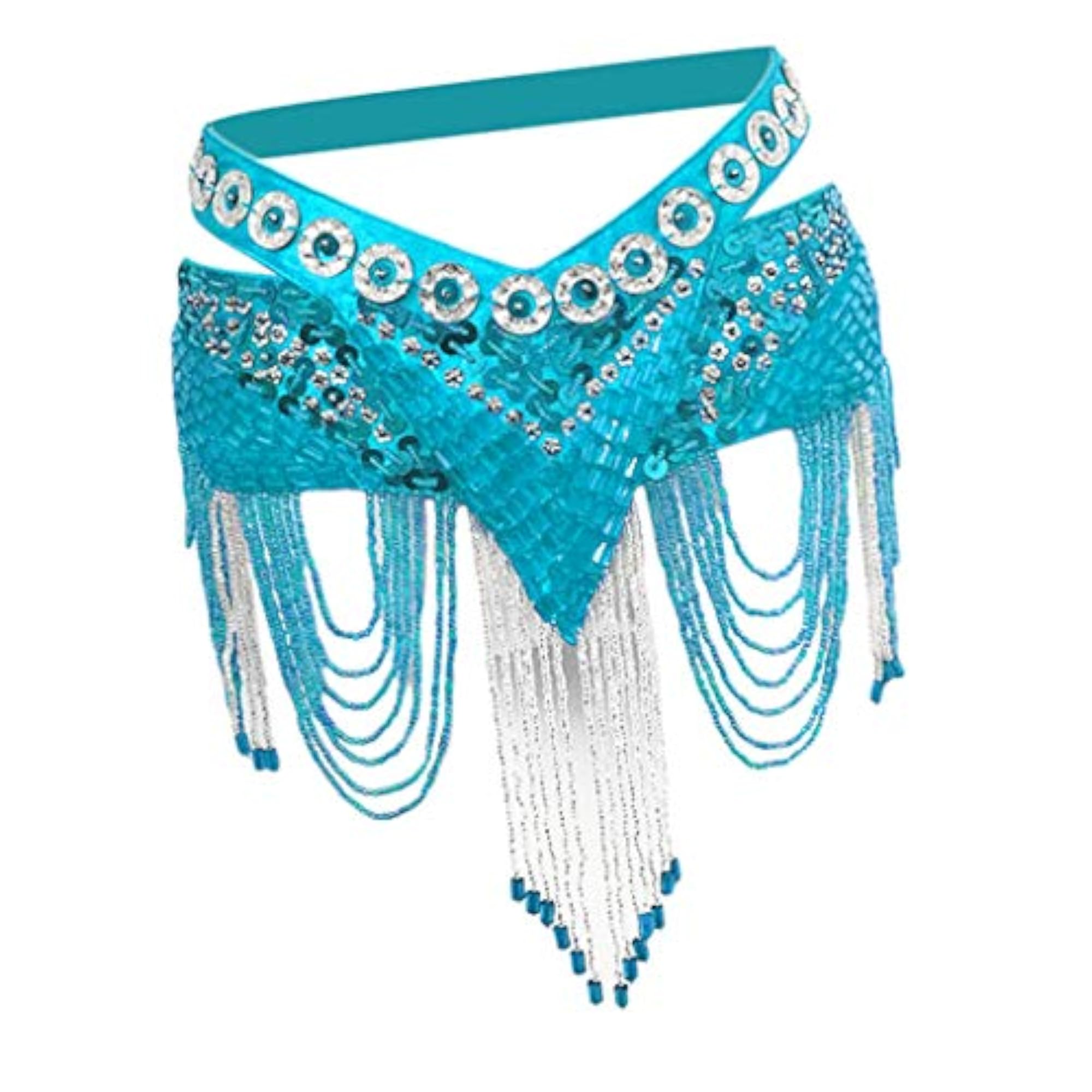 Women's Belly Dance Waist Chain, Black & Gold