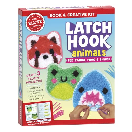 Klutz Latch Hook Animals: Red Panda Frog & Shark