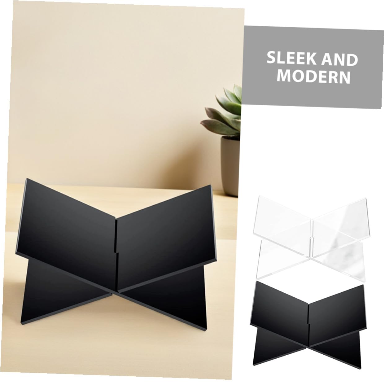 2 set Leggi Libri in Acrilico Trasparente e Nero Supporto Multiuso per Ricettari Libri di Testo e Riviste Leggio da Tavolo Stabile per Cucina Scrivania e Tavolino