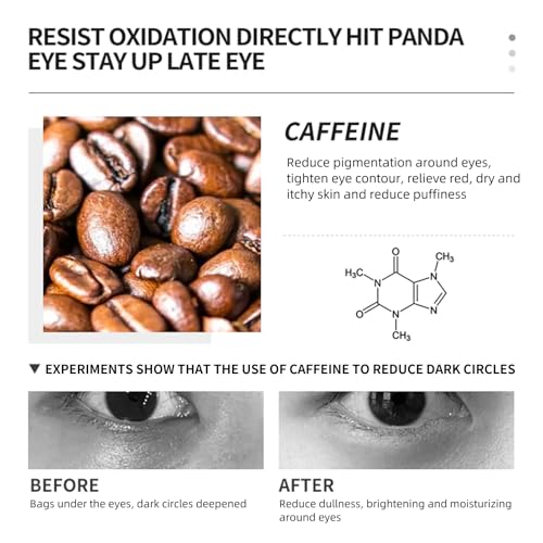 Caffeine Eye Serum for Dark Circles, Under Eye Serum Caffeine Eye Cream, Dark Circles Under Eye Treatment for Women/Men Skincare, Anti Aging Wrinkle, Reduce Puffiness, Eye Bags Removal, 30ml - Image 6