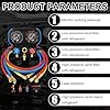Refrigerant Refill Kit, Refrigerant Indicator Air Conditioning Filling Set for R1234YF R134A R404A R12 AC Pressure Gauge Set Multifunctional AC/HVAC Pressure Gauge Set 3-Way With Double Scale 3 Valve #2