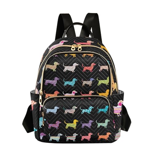 Image of ALAZA Funny Dachshund Dog Puppy Women Backpack Purse Ladies Fashion Shoulder Bag Daypack Travel Bag 7.5L