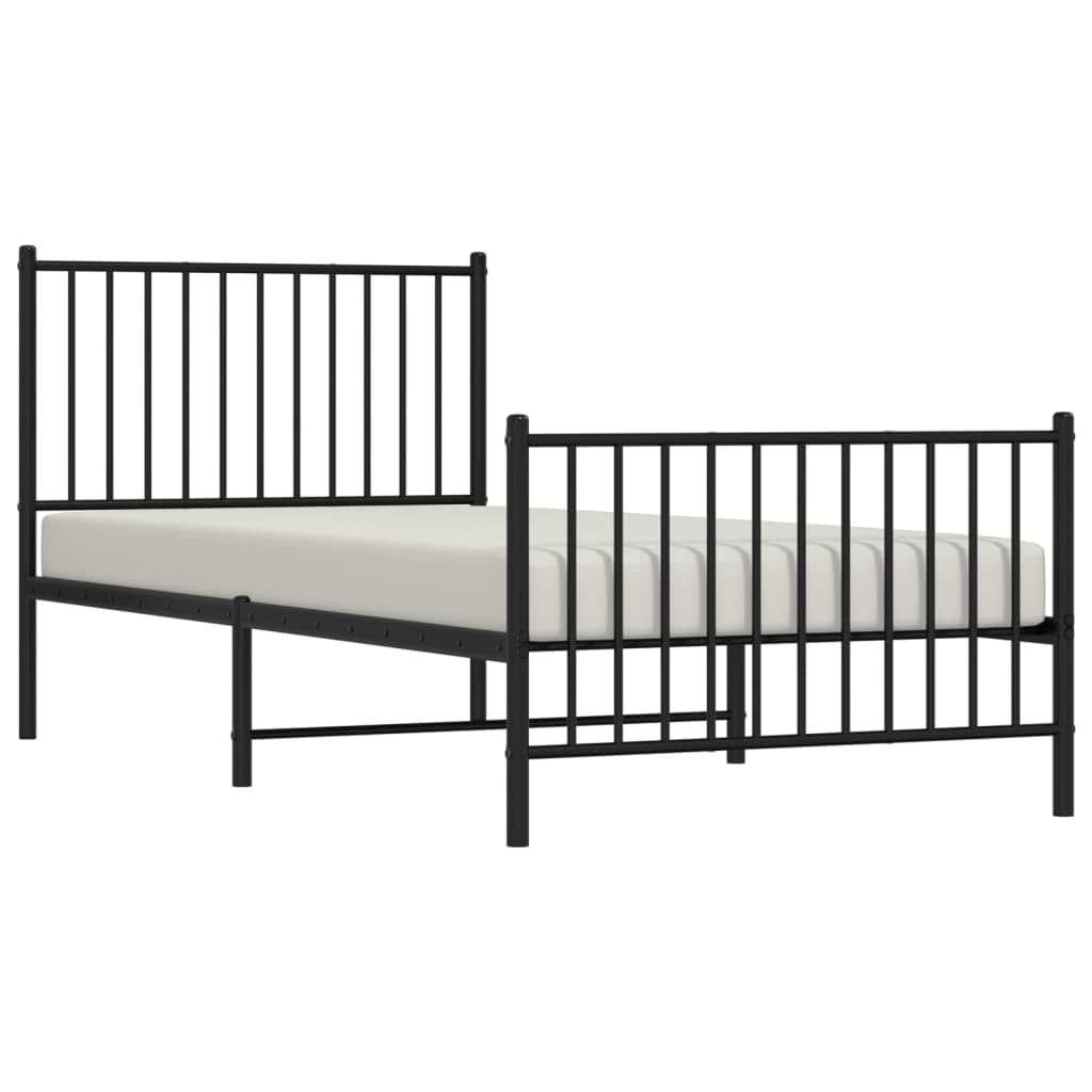 Malowana proszkowo stal Klasyczna rama z listwami Czarny 90x200 cm