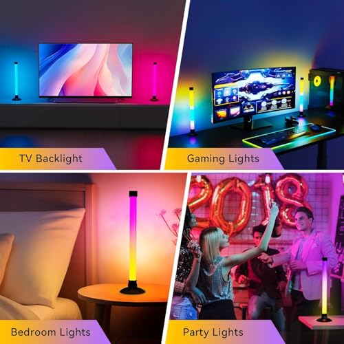 Image of XERGY 270 RGBIC Ambient Table Lamp,15 LEDs, App + IR Remote + Button Control, Dynamic Music Sync Mode with inbuilt Mic, Timer, Mood Light for TV, Bedroom, Gaming, Office (USB Powered, 5W) Pack of 2