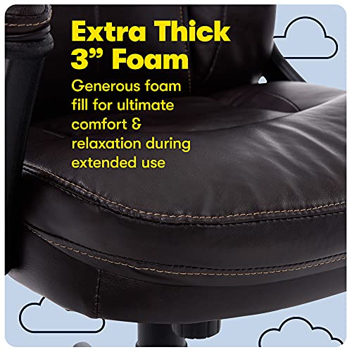 Serta Manager Office Chair With Layer Body Pillow | Faux Leather With Contoured Lumbar And Comfortcoils | Roasted Chestnut Brown #TOP7