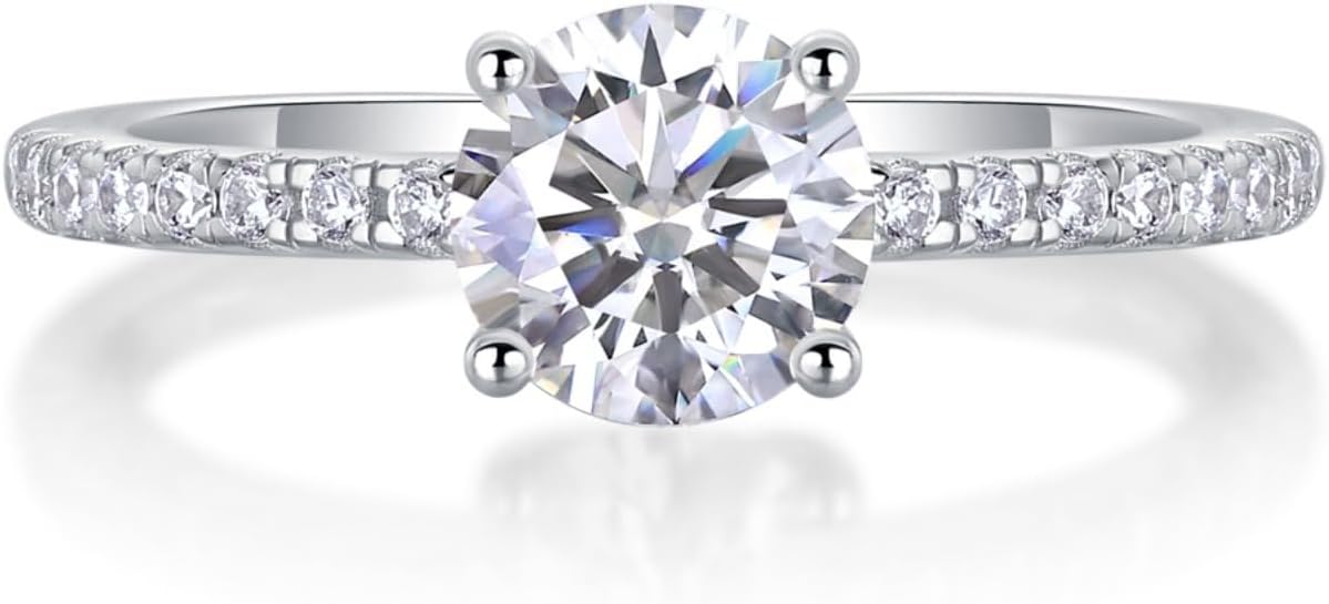 S925 Sterling Silver Women's Engagement Rings,1ct Diamond Ring Dazzling D-color VVS1,Heartfelt Presents for Your Beloved on Valentine's Day
