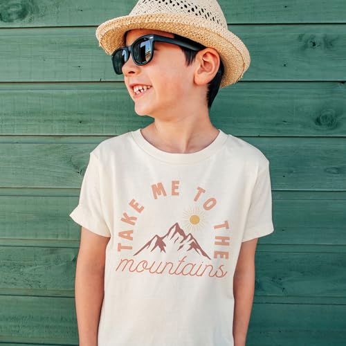Take Me To The Mountains Kids Camping Shirt - Cute Abstract Minimalist Trendy Outdoor Mountain Adventure Summer Hiking Outfit - Natural Toddler & Youth Tees2