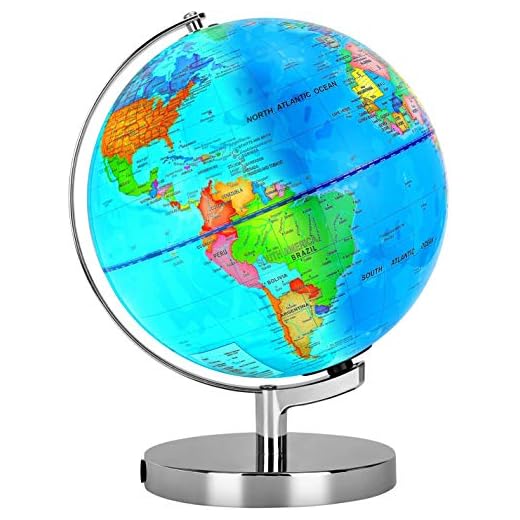 Illuminated World Globe(Dia 8-Inch) for Kids with Stand 6in1 Rewritable Colorful Easy-Read High Clear Map, Illuminates Educational Interactive Globe STEM Toy, Light Up Globe Lamp, Night Light LED Decor