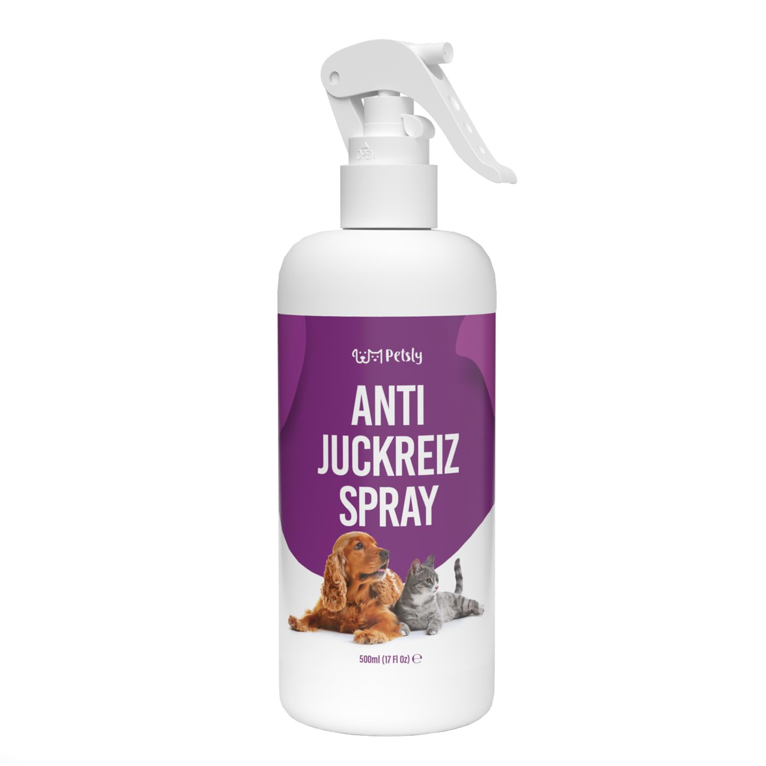 Petsly Anti Juckreiz Spray für Hunde & Katzen 500ml - Sofortige Linderung bei juckender Haut, Grasmilben & Hautreizungen - Mit beruhigender Aloe Vera für empfindliche Tierhaut