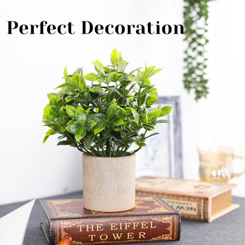 BTSD-home 3 Pack Mini Potted Artificial Plants Indoor Small Fake Plants Plastic Eucalyptus Plants for Shelf Desk Office Bathroom Kitchen Balcony Home Decor - Cosy Home Interiors BTSD-home 3 Pack Mini Potted Artificial Plants Indoor Small Fake Plants Plastic Eucalyptus Plants for Shelf Desk Office Bathroom Kitchen Balcony Home Decor - Image 2