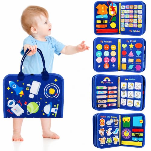 Image of 12 in 1 Toddler Busy Binder Learning Educational Board for Kids Sensory Board Preschool Education Learning Fine Motor Skills Montessori Busy Board Educational Busy Book for Learning