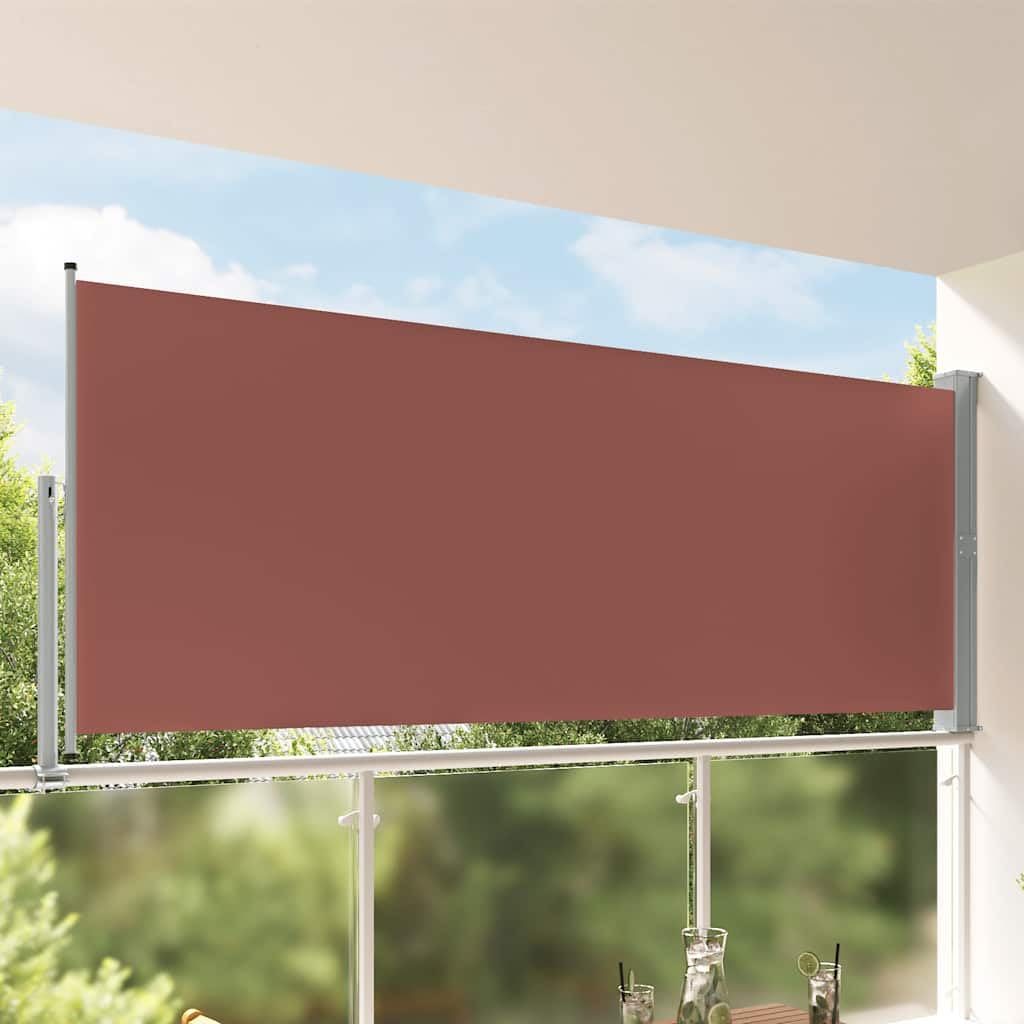Store extérieur rétractable marron 140 x 300 cm pour créer un coin d'ombre intime sur la terrasse