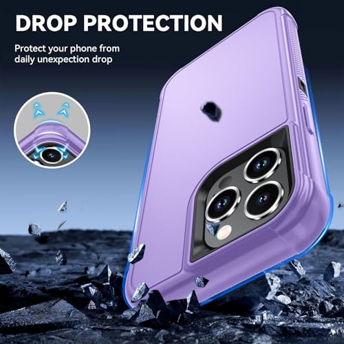 Image of SunStory Compatible with iPhone 14 Pro Max Case with HD Screen Protector, 3-Layer Heavy Duty Full-Body Cover,3 in 1 Hybrid Protective Case for iPhone 14 Pro Max 6.7 inch,Violet