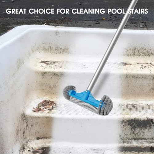 TidyMister 12.5\'\' Round End Pool Brush Head - Cleaning Wall & Tiles & Steps, Sturdy Nylon Bristles, Scrub Brush for Inground/Above Ground Pool, Spa, Hot Tub, No Pole - Thumbnail 5