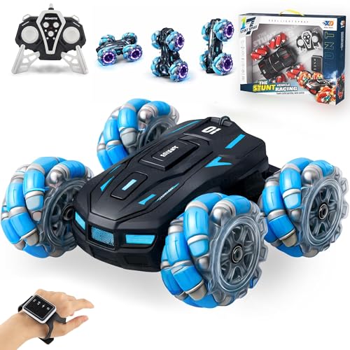 Image of The Little Ones RC Car - RC 4x4 Wheel Drive High-Speed Double Sided 2.4GHz Remote Watch Control Smoke Drift Stunt Off Road Cars 360 Rotation Toys for Kids & Adults Boys & Girls [LightForce PRO Racer]